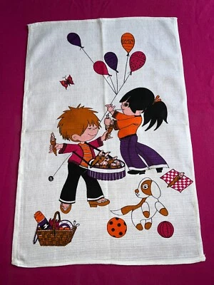 Torchon en lin vintage, années 1970 dimensions 70 cm x 47 cm - Photo 1/3