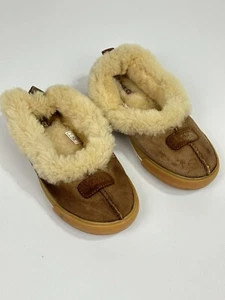 Vtg Uggs Australia Women Rylan Slippers Sheepskin Trim Leather Suede Tan Size 7 - Picture 1 of 13