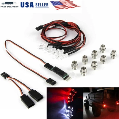 8X LED Light Headlights Taillight&Remote AUX Switch for 1/10 RC Car Axial SCX10 - Image 1 of 4