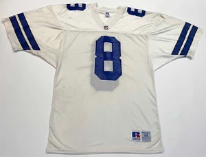 Vintage Russell Athletic NFL Dallas Cowboys AIKMAN #8 Jersey Sz 44 White USA - Picture 1 of 11