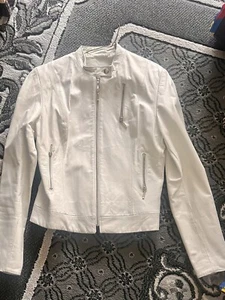 Cache white leather jacket size 10 Women’s Soft Leather Gently Used - Picture 1 of 5