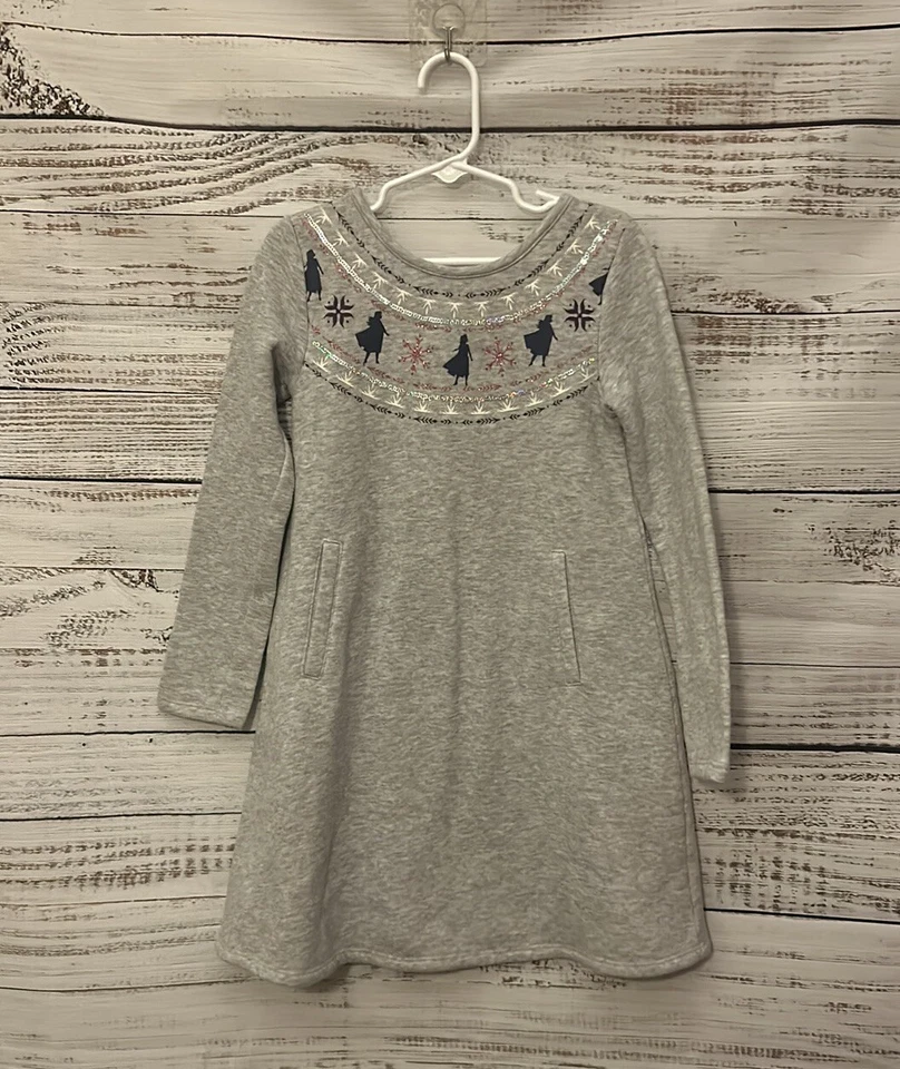 Девочек серый длинным рукавом Disney замороженное платье от прыжки бобы размер 6 x - Изображение 1 из 1