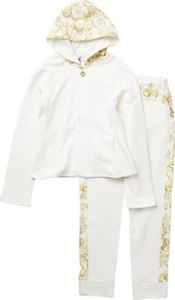 NWT NEW Young Versace girls white hoodie 2PC set with logo and pocket VFFE110 6Y - Picture 1 of 9