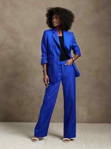 Banana Republic 20S Hose weites Bein italienische Wolle Voltage blau #746688 - Bild 1 von 8
