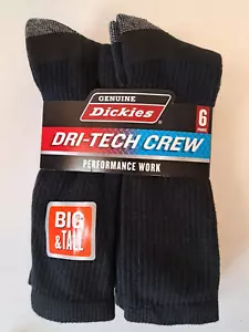 Calze da lavoro uomo Dickies taglia 12-15 grandi e alte comode crew confezione da 6 paia nere - Foto 1 di 6
