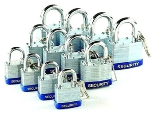 12 pc Laminated Steel Padlock 30MM 40MM 50MM Case Hardened Steel Shackles Lock - Picture 1 of 1