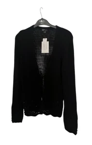 MARKS & SPENCER NOBODY'S CHILD BLACK MOCK-CROCHET TIE FRONT CARDIGAN - Picture 1 of 8