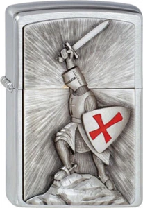Zippo Feuerzeug Crusade Victory Ritter chrome mit Plakette Sturmfeuerzeug - Bild 1 von 3
