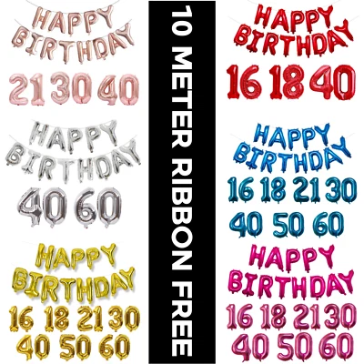 Happy birthday balloons 16th 30th 40th 50th age number balloons kids theme party — 第 1/4 张图片