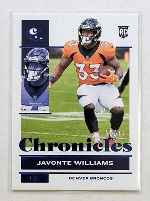2021 Panini Chronicles Javonte Williams Blue Foil /99 RC #31 Denver Broncos - Image 1 of 2