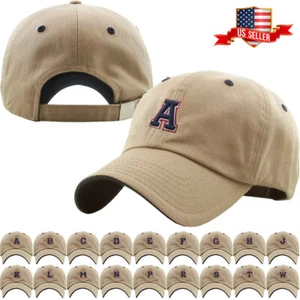 ABC Letter Embroidery INITIAL Khaki Dad Hat Baseball Cap Adjustable - Picture 1 of 41