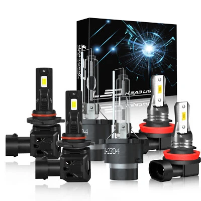 For Acura TL 2009-2014 -6PCS Front LED HID Headlights Hi/Lo+Fog Light Bulbs 6K - Image 1 of 4