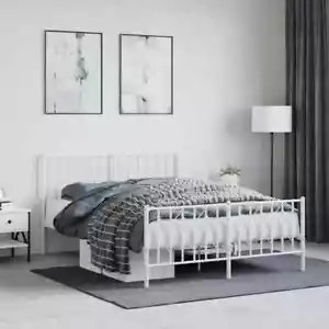 More details for metal bed frame with headboard and footboard white 100x200 cm vidaxl
