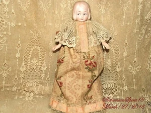 ANTIQUE 1920's GERMANY BISQUE CLOTH LACE PANTALOON FLOWERS DRESS GIRL DOLL - Picture 1 of 10
