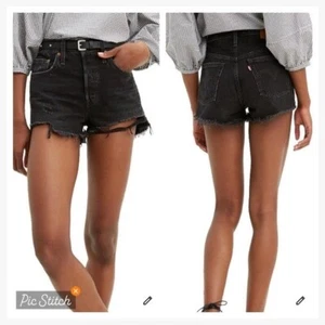 Levi’s Premium 501 Shorts High Rise Schwarz Distressed 26 - Bild 1 von 6