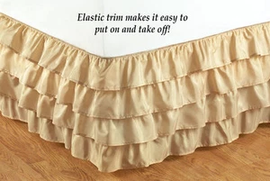 Falda de cama gitana en mal estado neutral elegante con capas con volantes envolventes - Imagen 1 de 3