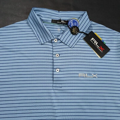 RLX Polo Ralph Lauren Performance Golf Polo Shirt Blue Size L XL $98 - image 1 of 4