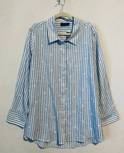 Top Lane Bryant para mujer 22 24 azul blanco rayas bordado estrellas de mar playa - Imagen 1 de 8