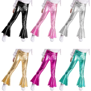 Kids Girls Legging Stylish Ruffle Hem Competitions Pants Performances Dance - Picture 1 of 79