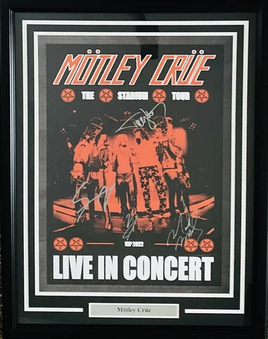 Motley Crue Signed Poster Vince Neil Tommy Lee Nikki Sixx Mick Mars Autographed Cover