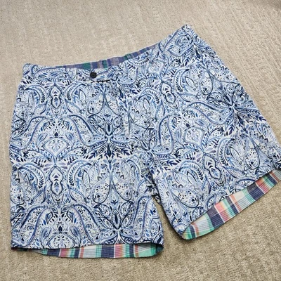 Tommy Bahama Pantalones Cortos Hombres 40 Lino Paisley Cuadros Reversible Chino Lujo Playa  Foto 1 de 4