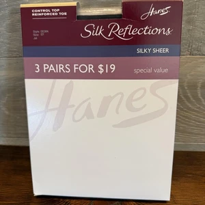 Hanes Silk Reflections Strumpfhose Damen Jet EF Control Top 3 Paar verstärkte Zehenpartie - Bild 1 von 5
