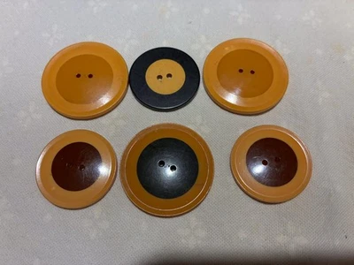 6 Vintage Bakelite 2-Color Cookie Buttons 1  1/8”- 1  3/8”NBS Med & Lg - Image 1 of 4