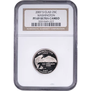 2007-S Clad Washington State Quarter - Proof ~ NGC PF 69 ULTRA CAMEO - Picture 1 of 2