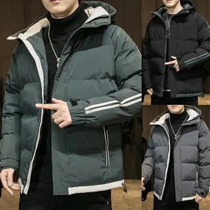 Puffer Parka Jacket with Hood Available in Classic Dark Colors for Men - Picture 1 of 32