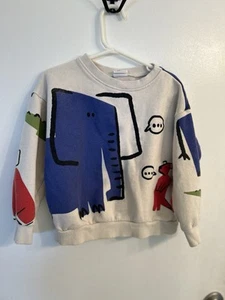 ZARA Kids Size 4-5 Bright Animal Print Pullover Sweatshirt - Picture 1 of 8