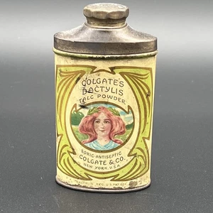Antigua lata en polvo de talco Colgate’s Dactylis tocador farmacia de Nueva York principios de 1900 - Imagen 1 de 15