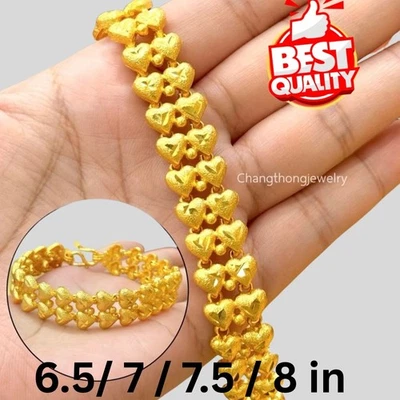 Men's Bracelet Heavy 23K 24K THAI BAHT YELLOW GOLD Plated Bangle - Imagem 1 de 4