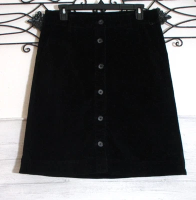 Croft & Barrow Corduroy Skirt Women's Size 10 Black Button Down Stretch - Image 1 of 4