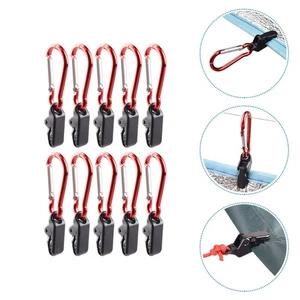 10 Pcs Tent Fixing Clips Tarp with Carabiner Locking Awning Clamp - Picture 1 of 12