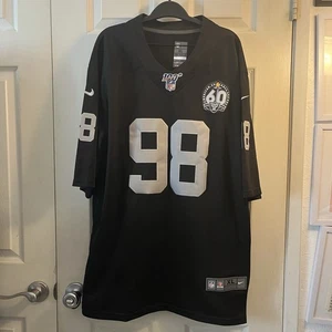 Maxx Crosby #98 Raiders Stitched Home Black Vintage Jersey 100th Patch XL - Bild 1 von 10