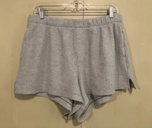 Aerie Gray Waffle Knit Thermal Pajama Shorts Pocket Womens Size Large L EUC! - Picture 1 of 4