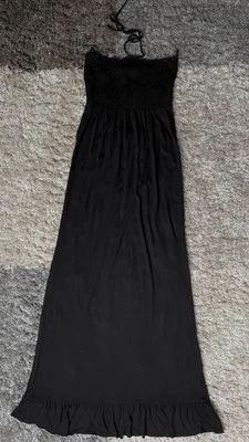 Halluber Maxikleid Bandeau Sommerkleid Strandkleid Gr.36 schwarz - Bild 1 von 4