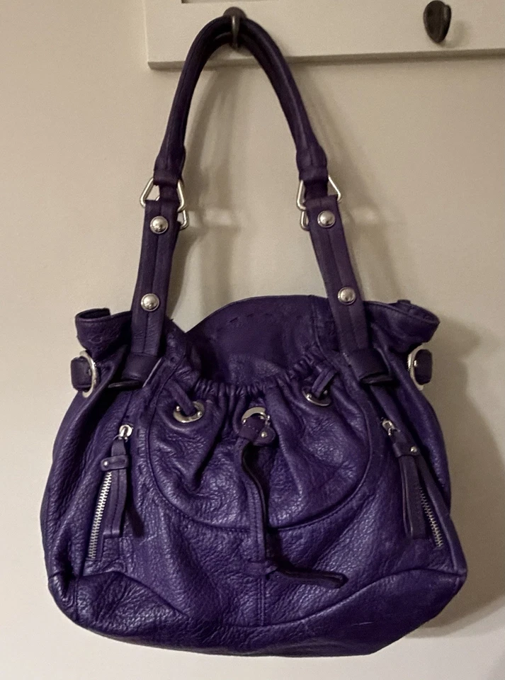 Bolso de Hombro de Cuero Púrpura Profundo B MAKOWSKY de Colección Bolso Cartera Cremalleras Bolsillo Foto 1 de 4