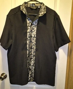 High Life by Da Vinci schwarzes geknöpftes Herrenhemd hergestellt in den USA Männer Large - Bild 1 von 4