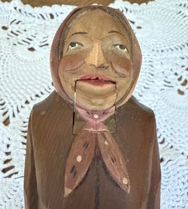 VTG Nutcracker Figural Old Lady Folk Art Hand Carved Hand Painted Germany Italy? - Picture 1 of 8