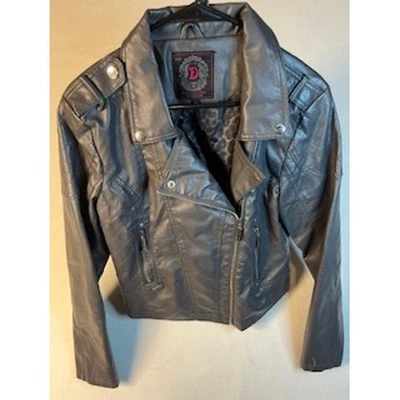 Dollhouse Women's Purple Gray Faux Leather Moto Biker Jacket Detail Size L - Image 1 of 4