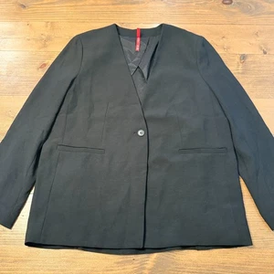 Spanx Blazer Jacke schwarz kragenlos Damen groß Stretch glatt Business - Bild 1 von 8