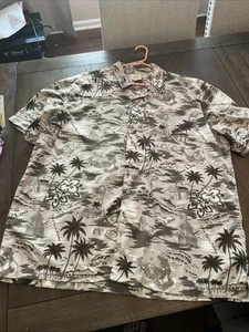 Trader Bay Shirt Mens Extra Large Brown Hawaiian Floral Beach Summer Casual Palm - Picture 1 of 6