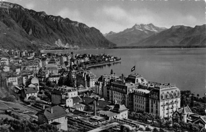 Postcard Switzerland Montreux and the Dents du Midi RPPC - Picture 1 of 2