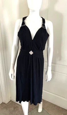 NWT $495 MARC BOUWER GLAMIT! black jeweled party trapeze dress halter wings sz 8 - Image 1 of 4