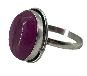 Sterling Silber Ring oval rosa Stein Gr. 10,25 Boho Statement Cocktail Schmuck - Bild 1 von 6