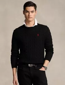 Ralph Lauren Pullover Zopfmuster Langarm Pulli Herren Baumwolle Schwarz Gr. Xl - Bild 1 von 23