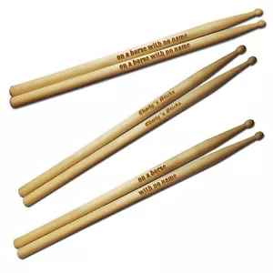 Drumsticks Paar graviert Wunschtext personalisiert Schlagzeug Stöcke Lasergravur - Bild 1 von 5
