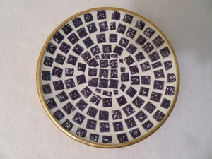 "Plato pequeño de colección con patrón de mosaico de mediados de siglo oro blanco violeta 5,75" - Imagen 1 de 3