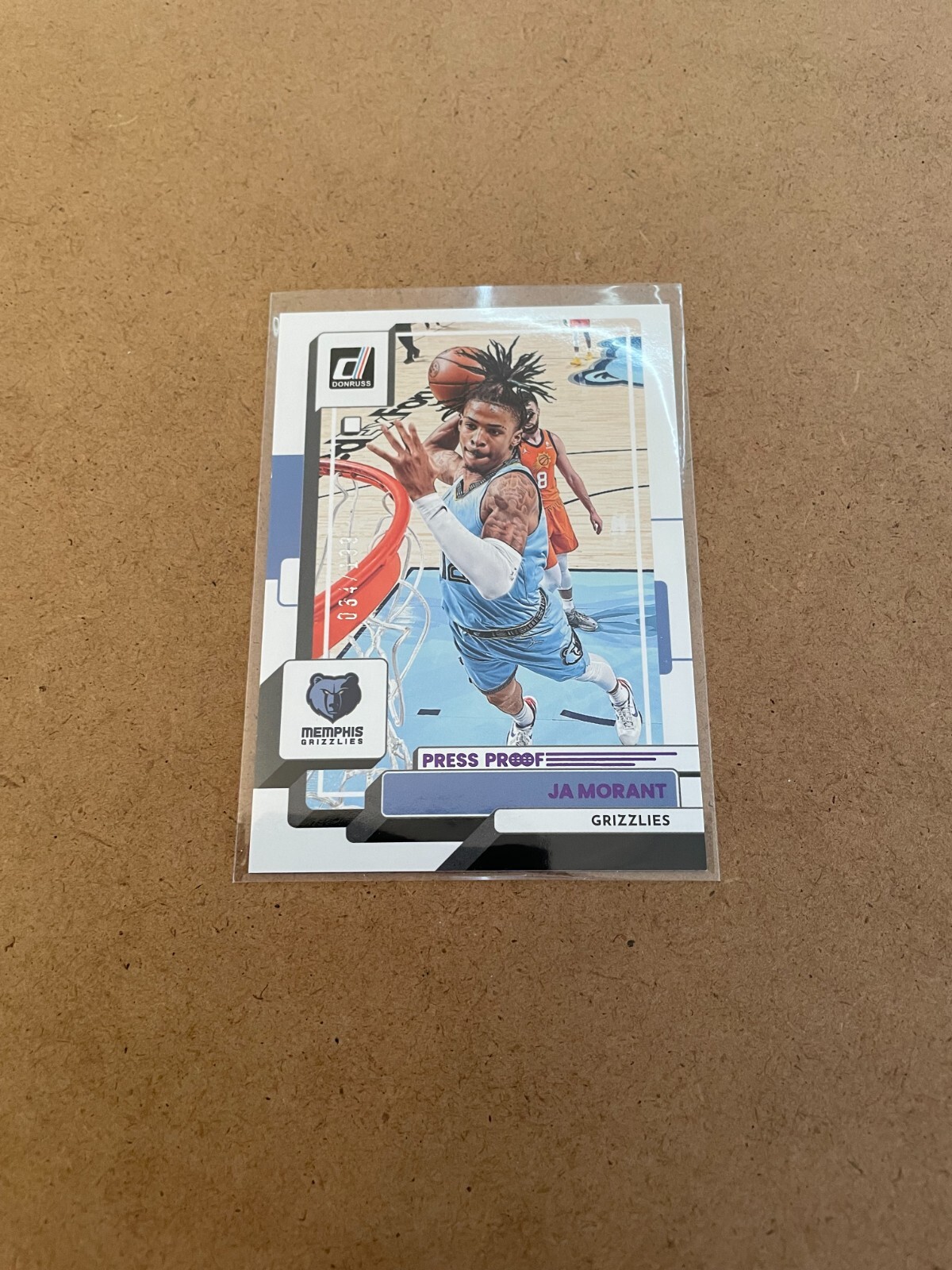 2022-23 Donruss Ja Morant #156 Purple Press Proof 034/199